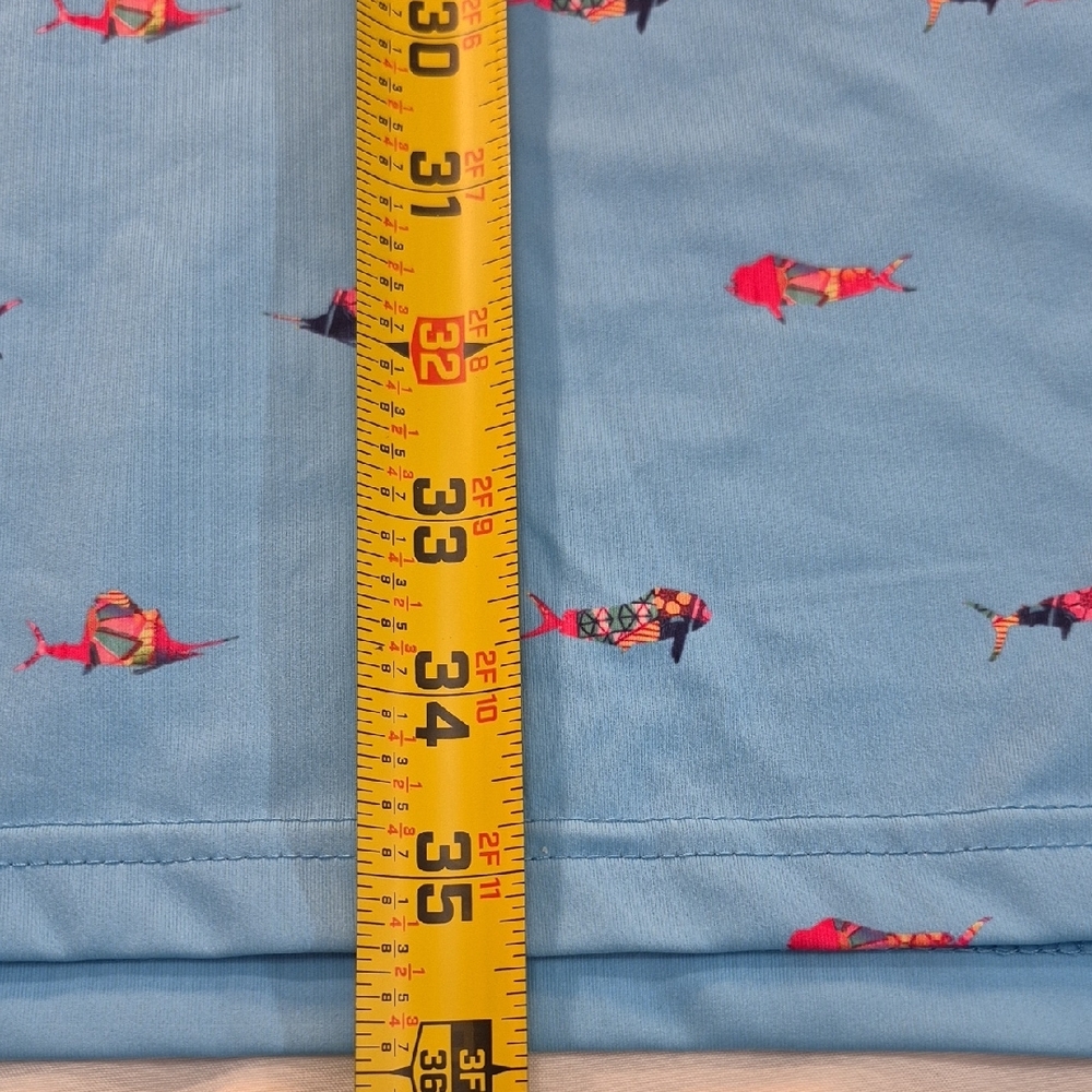SCALES 3X Golf Polo Short Sleeve Shirt Blue and Pink Tropical Fish Pattern - Picture 7 of 16